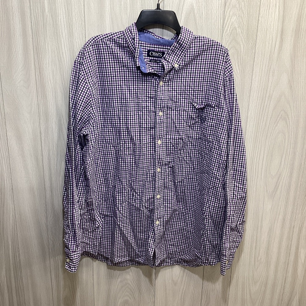 CHAPS Men's (Size XXL) Long Sleeve Button Down Collared Dress Shirt Cotton Poly